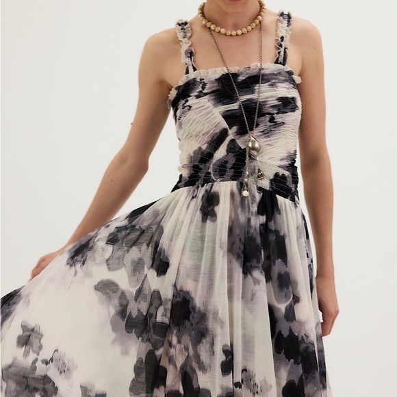 NWOT Free People Black and White Midi Dress - Picture 5 of 5